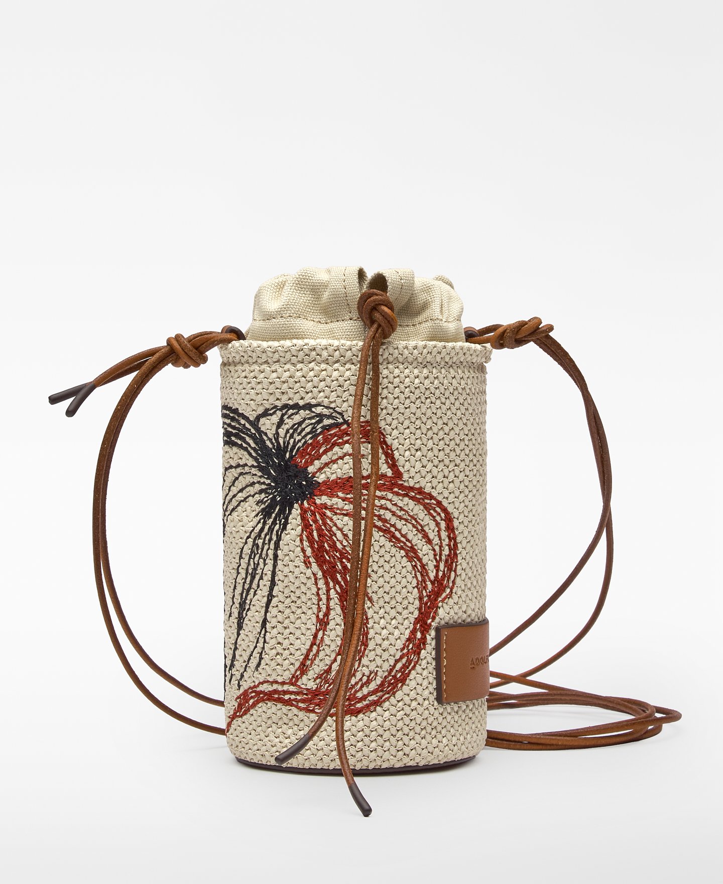 Zylindrische Umh&auml;ngetasche mit Raffia-Struktur image number 0