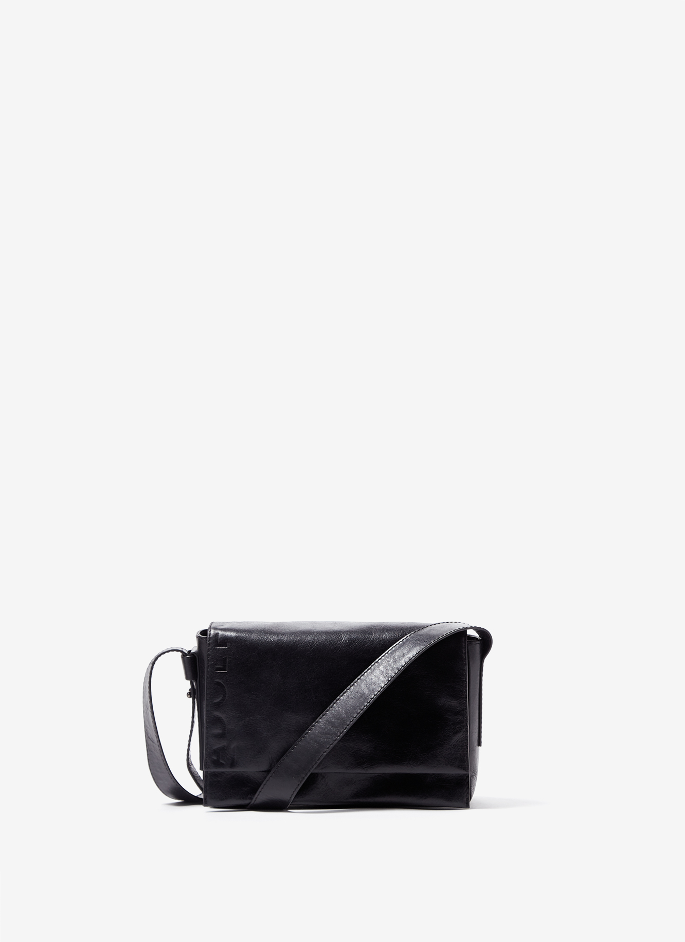 Crackled glossy leather big flap bag image number 0