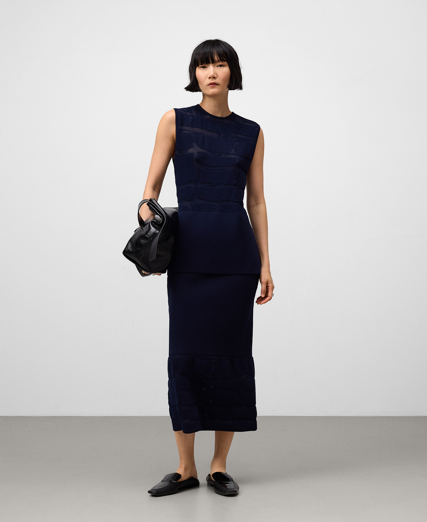 Top peplum punto jacquard mujer image number 1