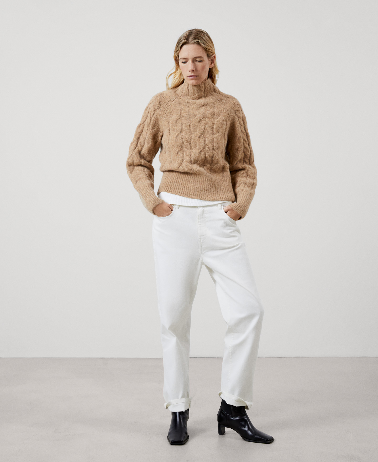 Merino wool funnel collar sweater image number 1