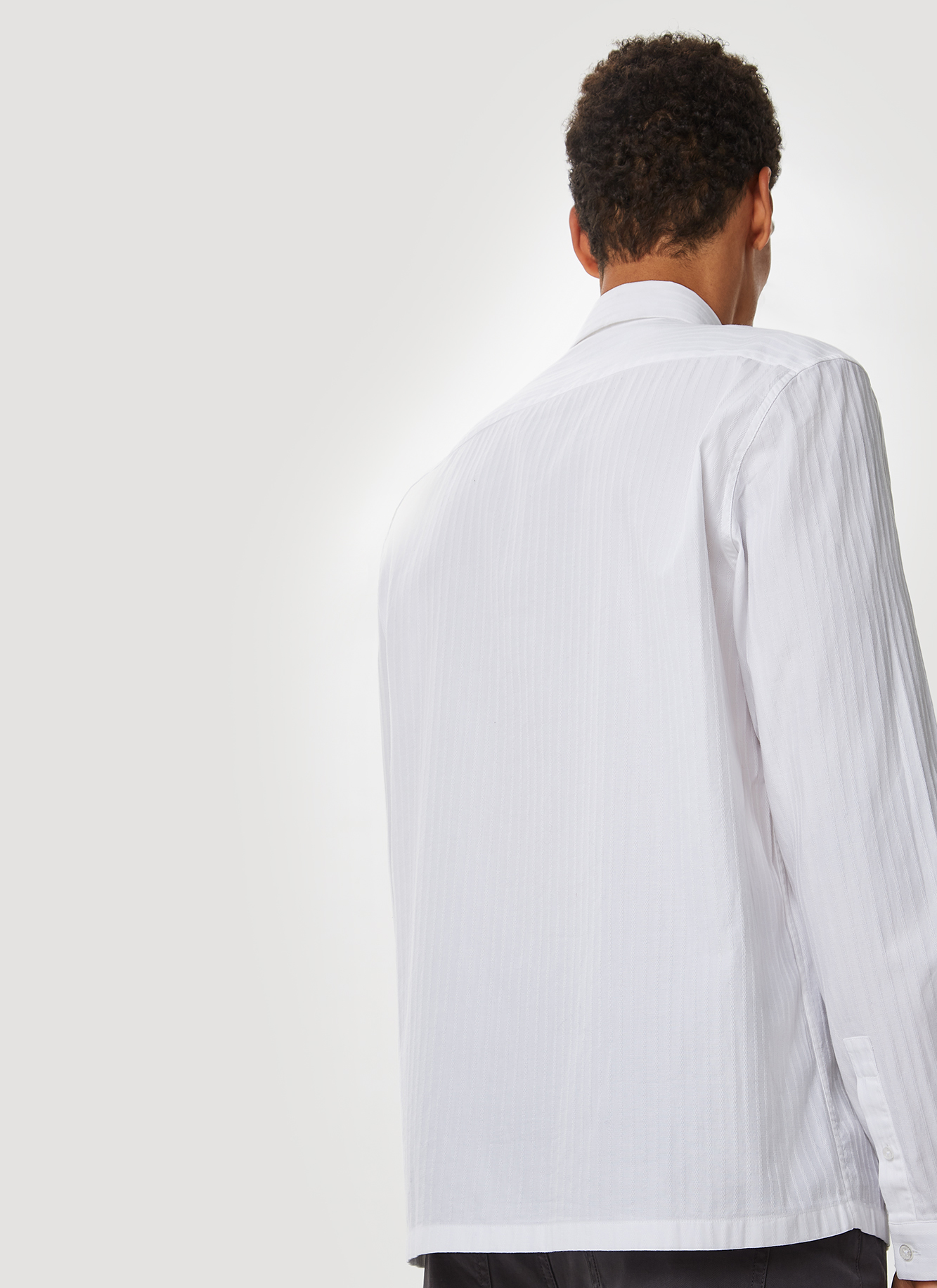 Camisa blanca de algodón y raya jacquard image number 2