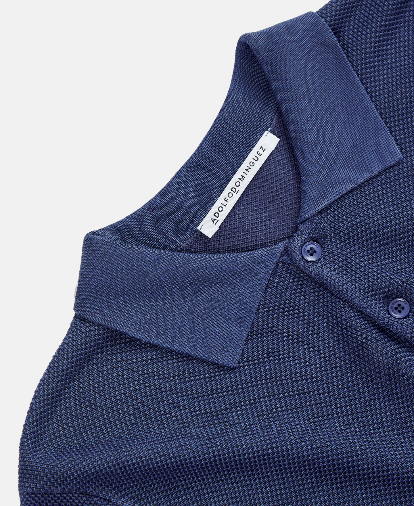 Polo cuello camisero piqué azul marino image number 6