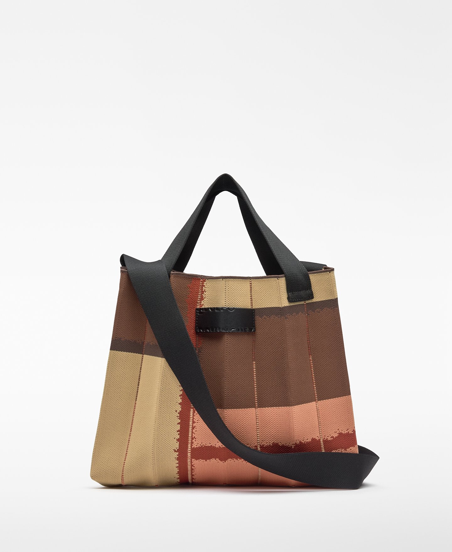 Printed knit pleated shopper bag woman image number 0