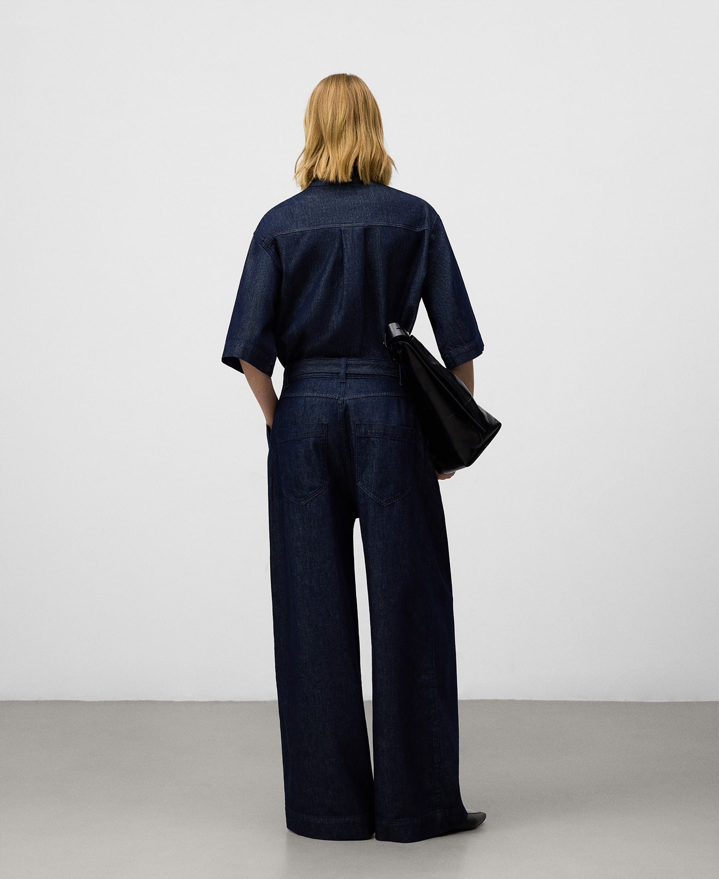 Denim wide leg trousers woman image number 2