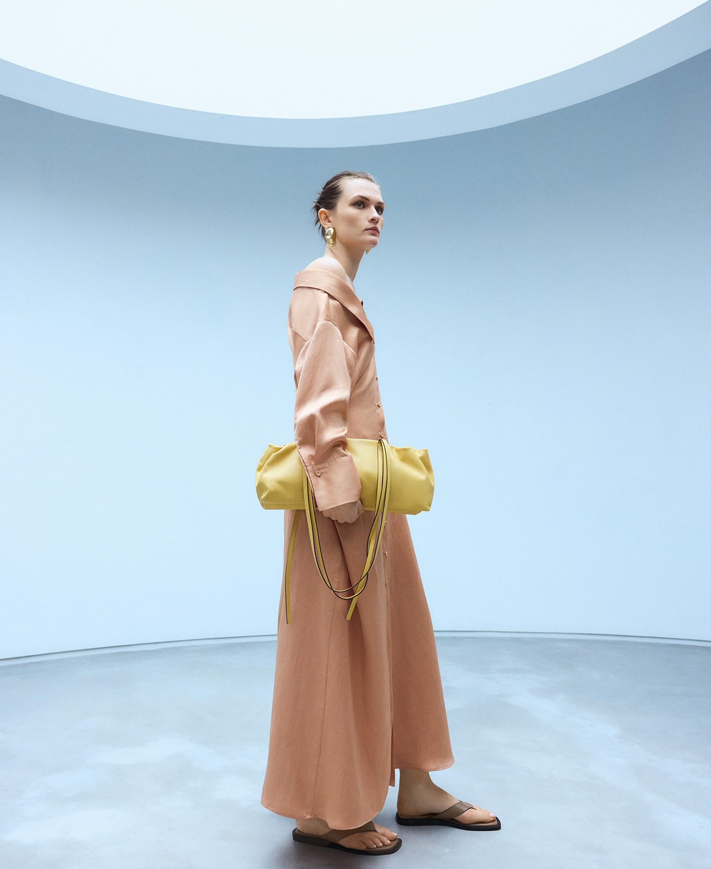 Unconstructed collar shirt dress image number 1