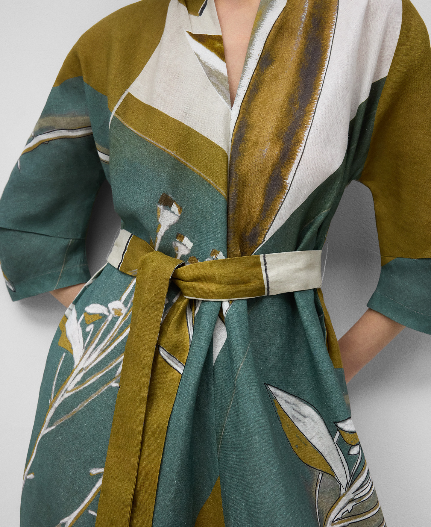 European linen printed dress woman image number 3