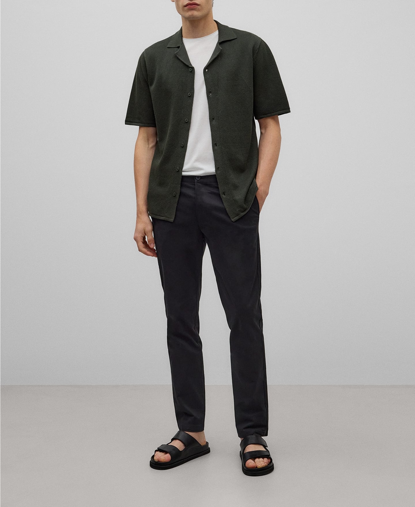 Slim fit cotton chino trousers man image number 1