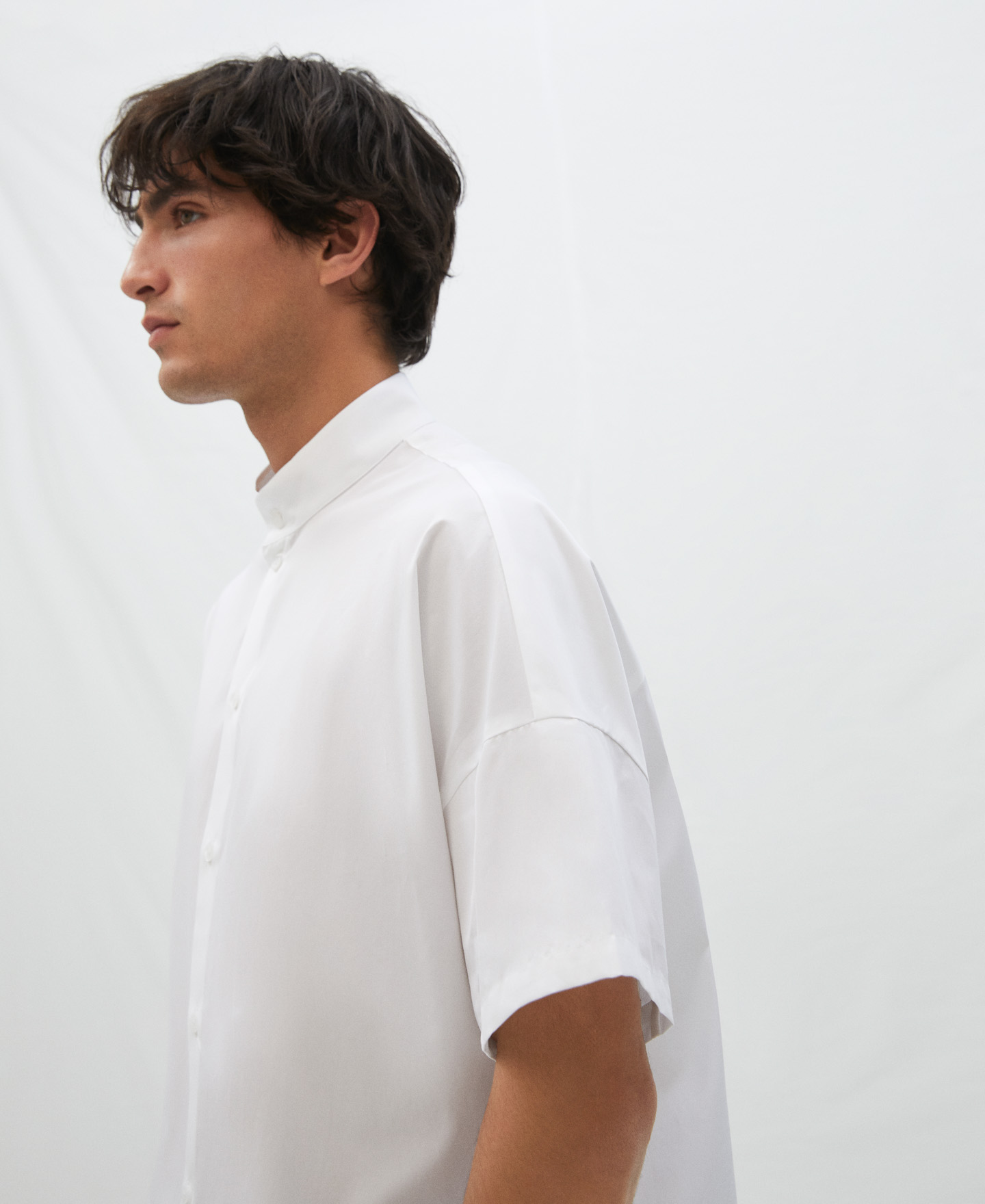Mandarin collar drop shoulder shirt image number 3