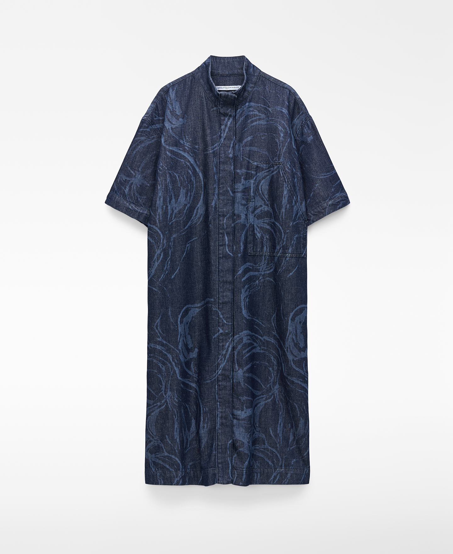 Printed denim shirt dress image number 6