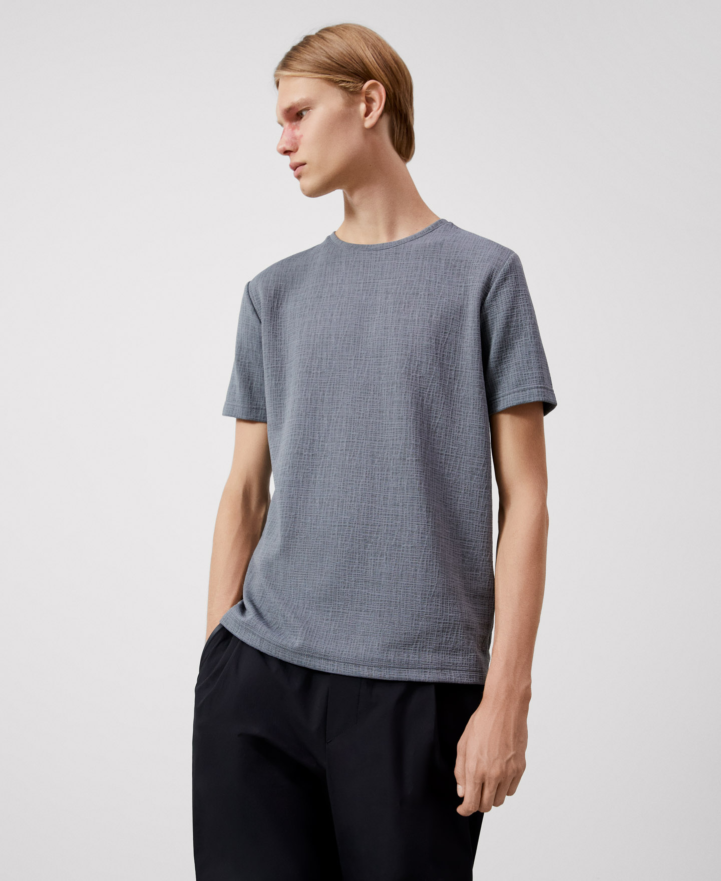 Microdrawing fabric crew neck t-shirt image number 0