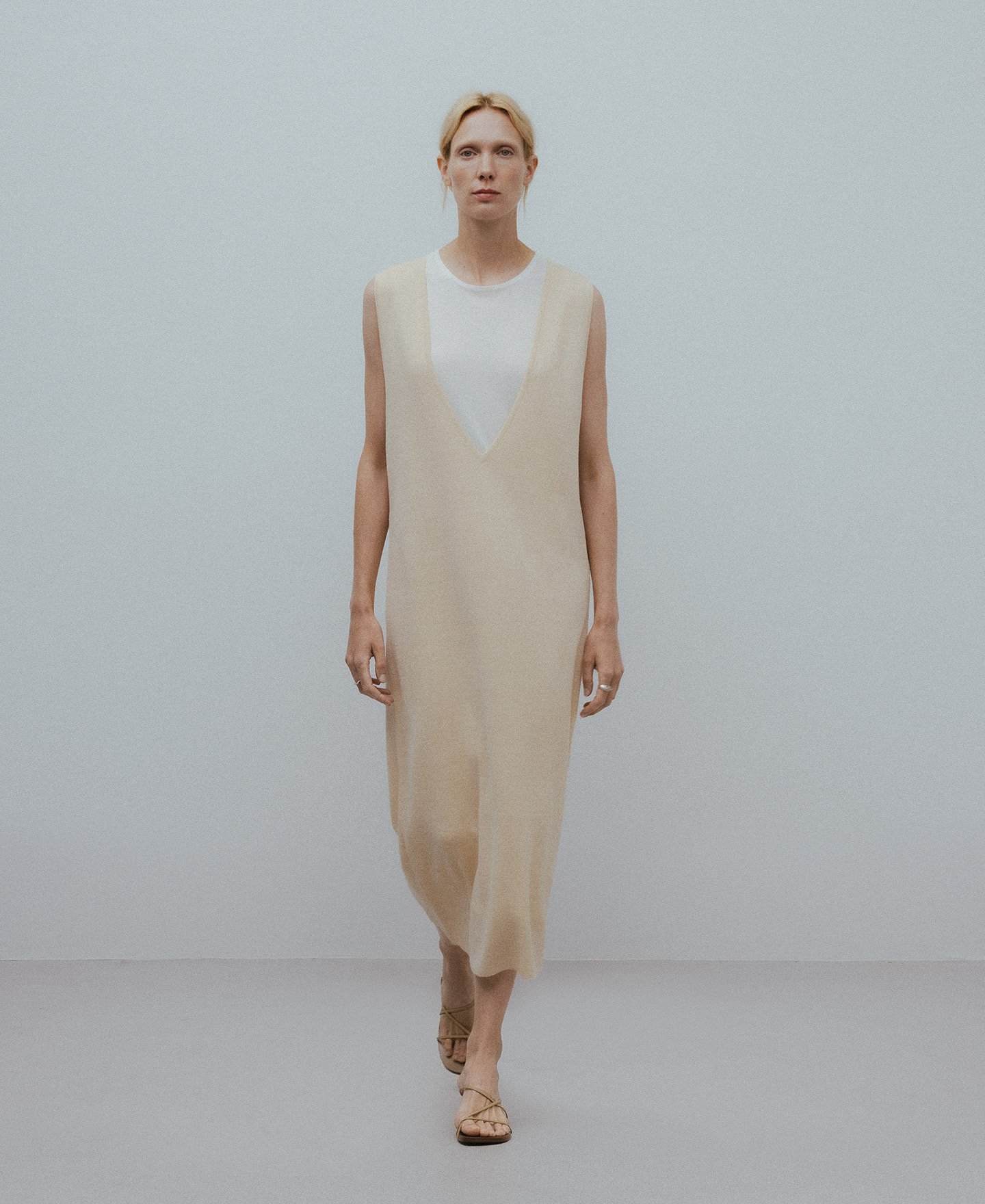 Vestido doble lino algod&oacute;n mujer image number 1