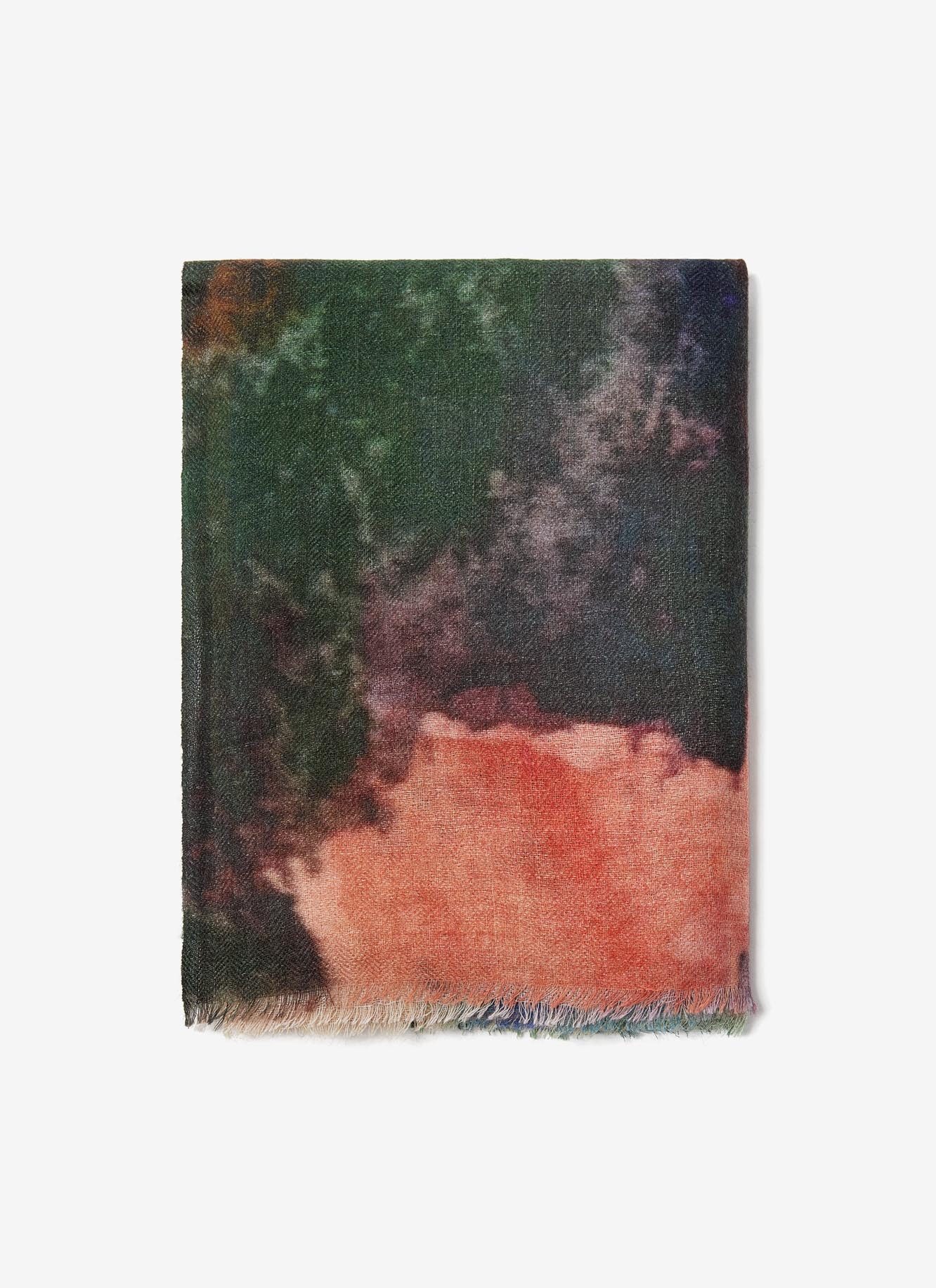 Merino wool foulard with print image number 0