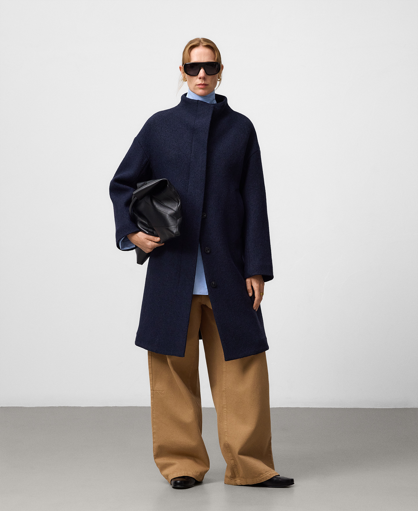 Funnel neck long coat woman image number 1