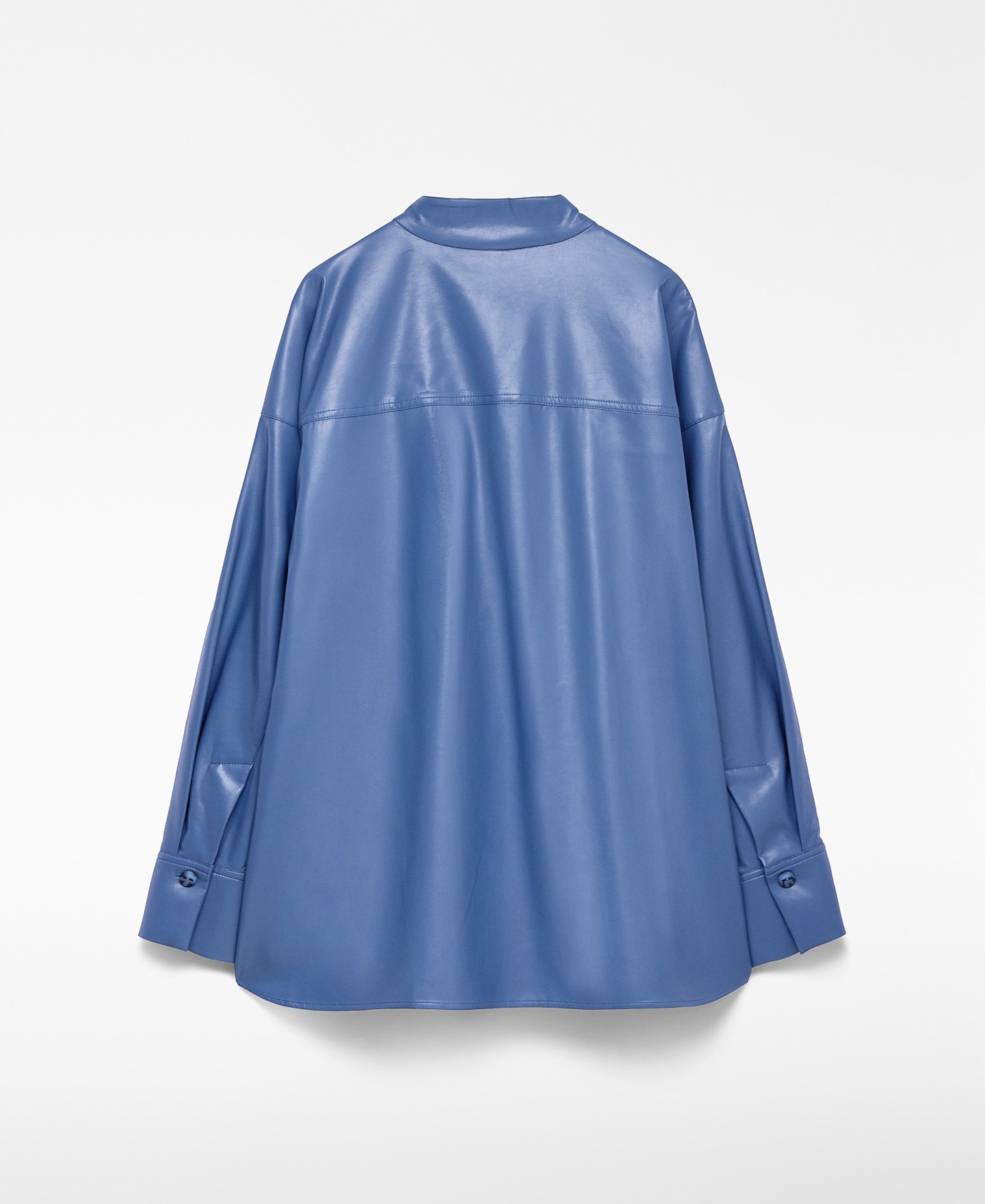 Leather-Non-Leather blue overshirt woman image number 5