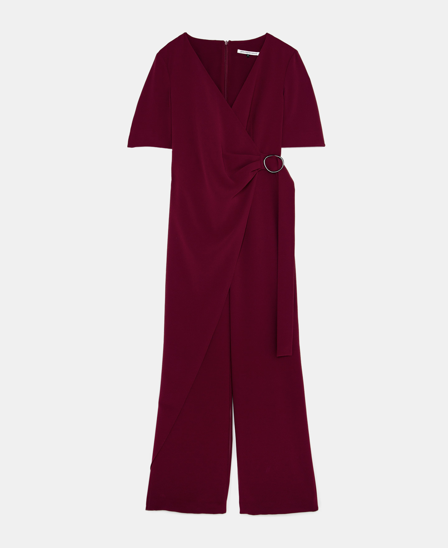 V-neck jumpsuit with draped belt image number 4