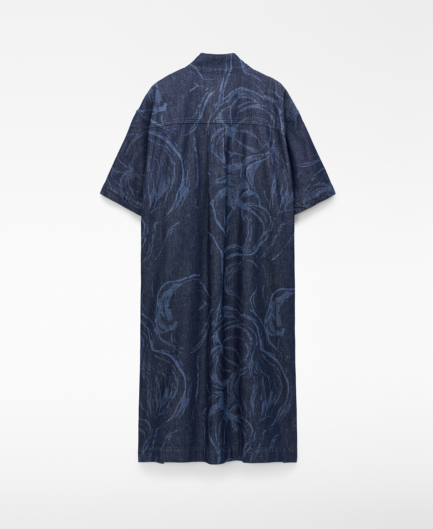 Printed denim shirt dress image number 7