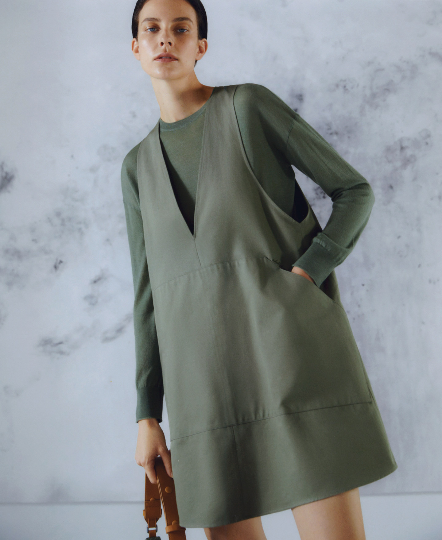 Cotton pinafore dress image number 0