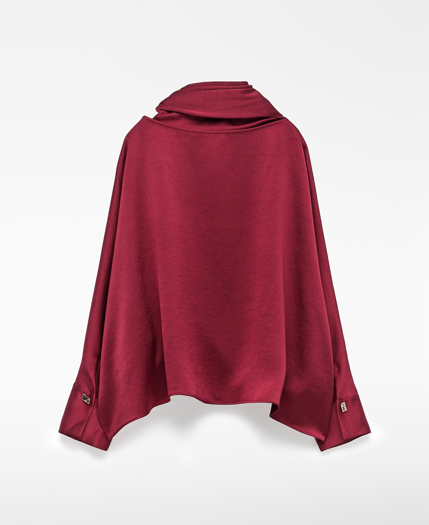 Top satinado cuello pañuelo mujer image number 7