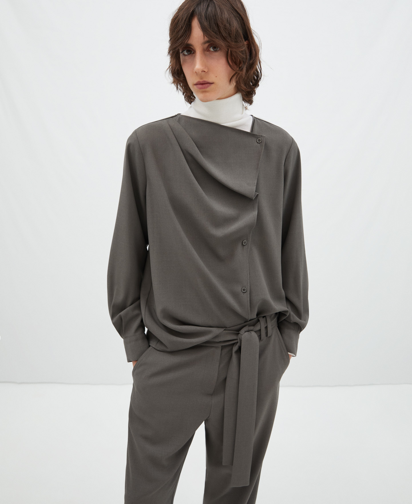 Diagonal placket shirt image number 0
