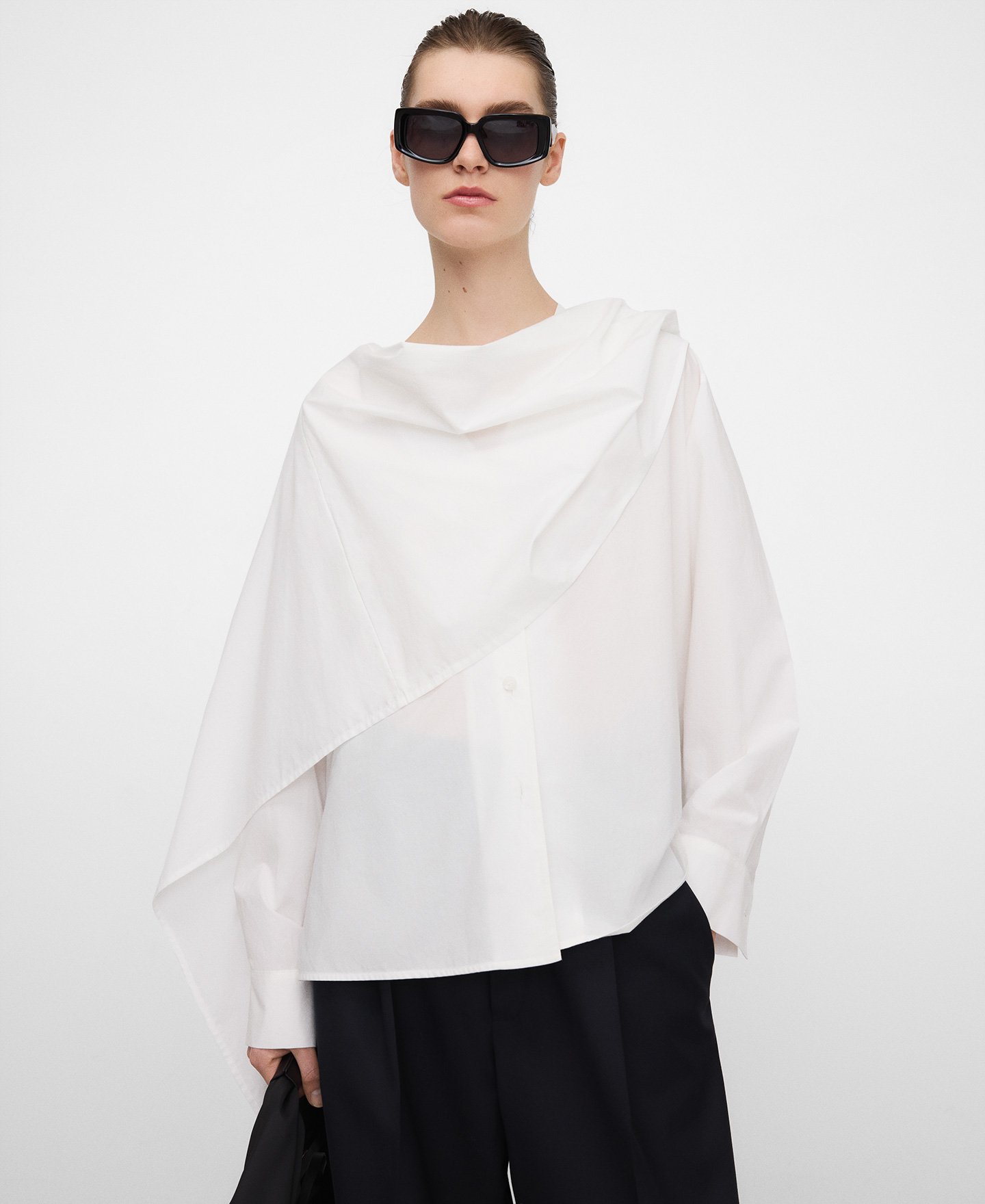 Straight shirt with shawl image number 0