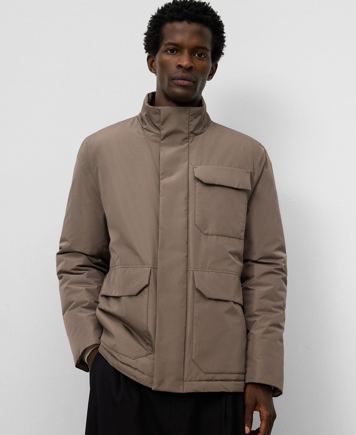 Band collar padded jacket man image number 0