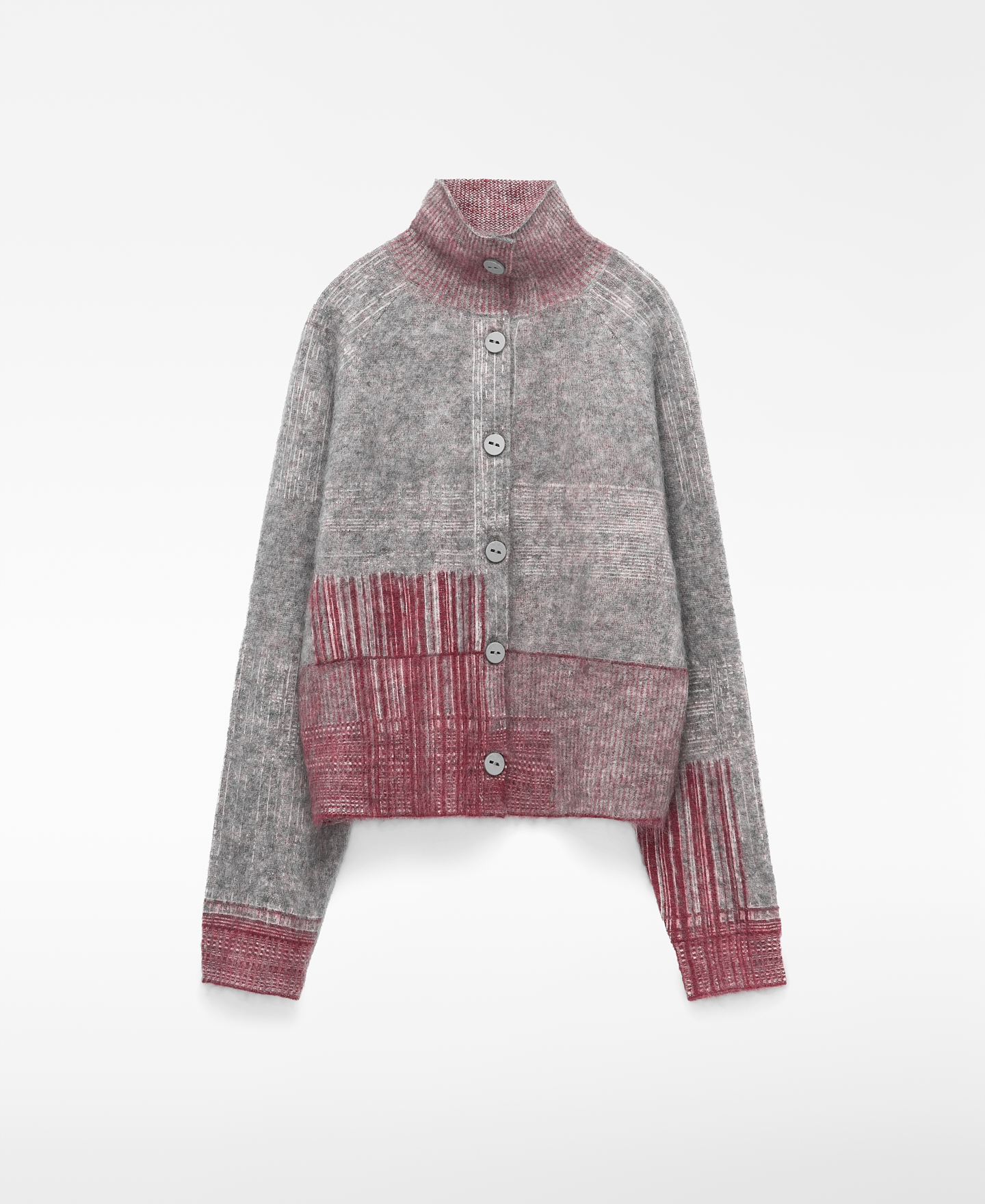 Jacquard brushed knit cardigan image number 4