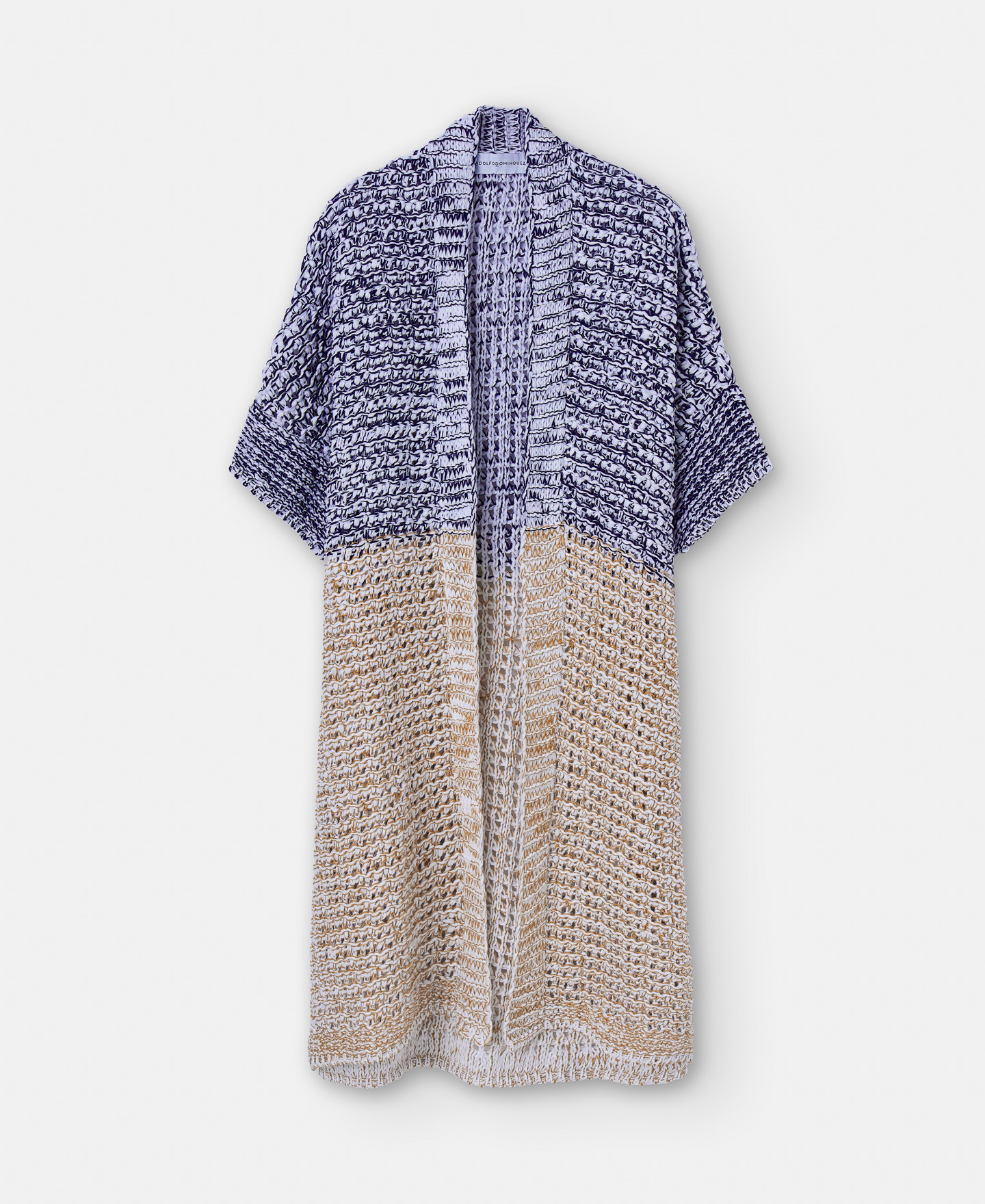 Long openwork knitted jacket image number 4
