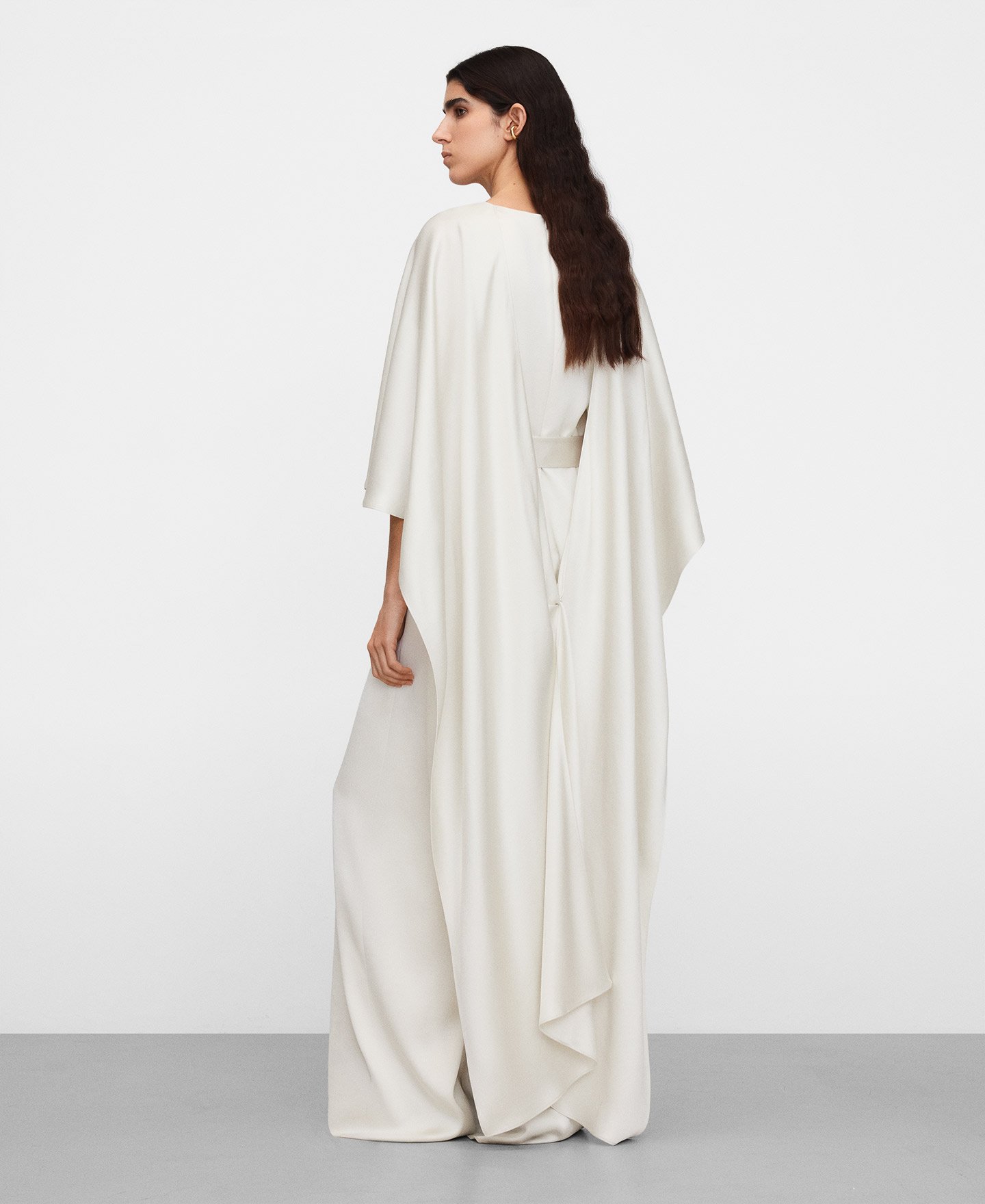 Satin jumpsuit with back cape image number 2