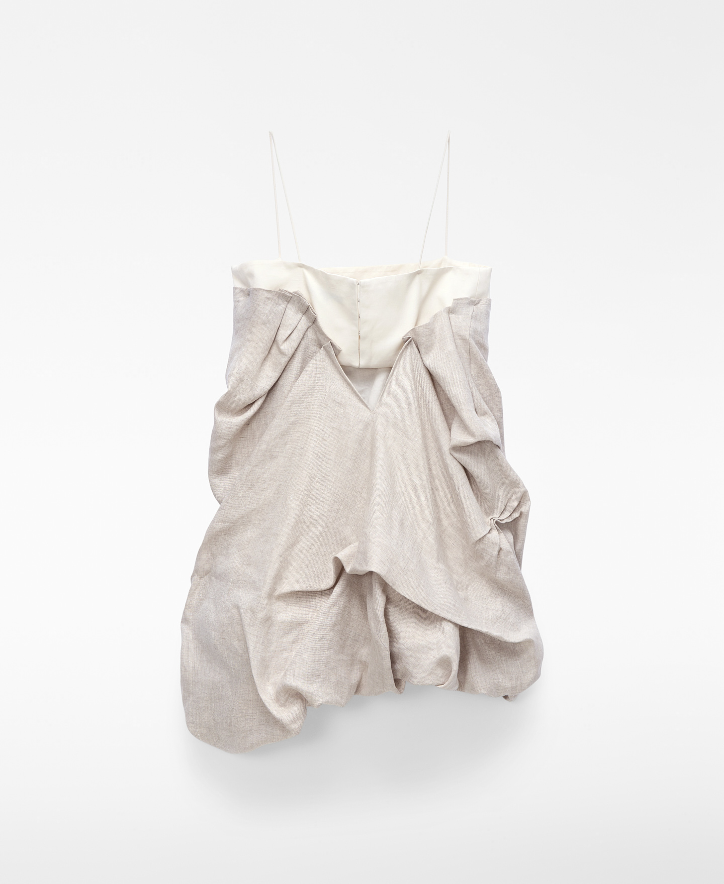 Mixed-fabric balloon mini dress image number 5