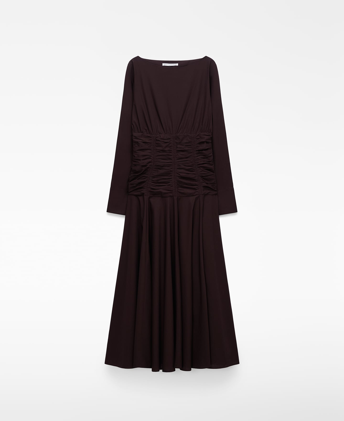 Gathered waist cotton midi dress image number 4