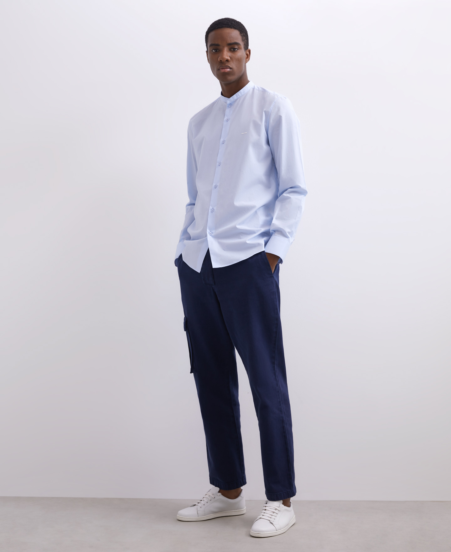 Mandarin collar cotton shirt image number 0