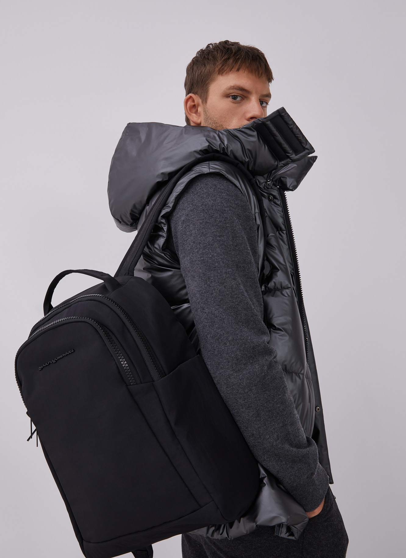 Nylon backpack with double compartment image number 3