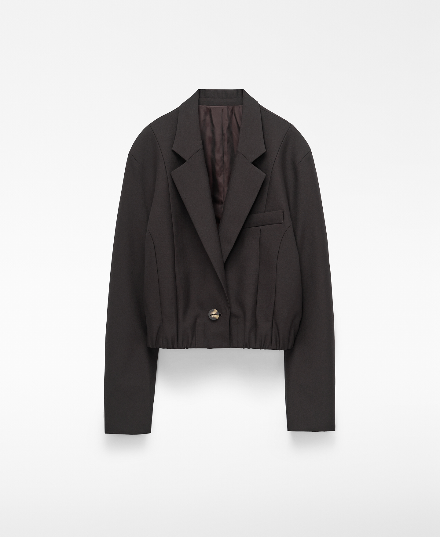 Short tailored blazer with elastic hem image number 6