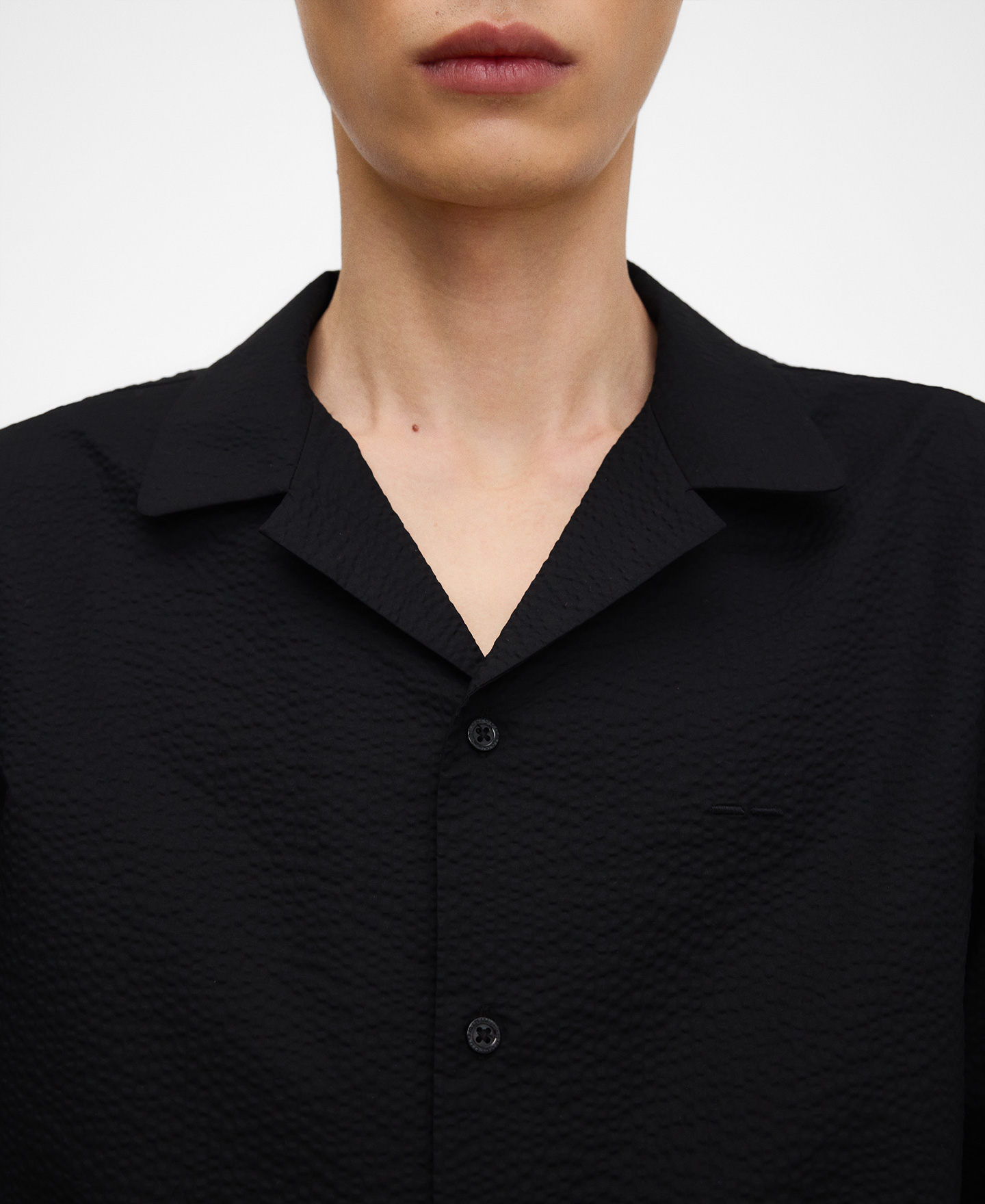 Chemise &agrave; col bowling en coton seersucker image number 3