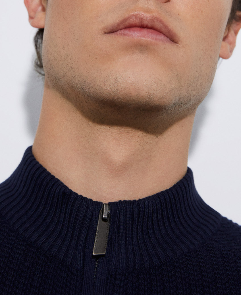 crew neck jacket with central zip image number 3