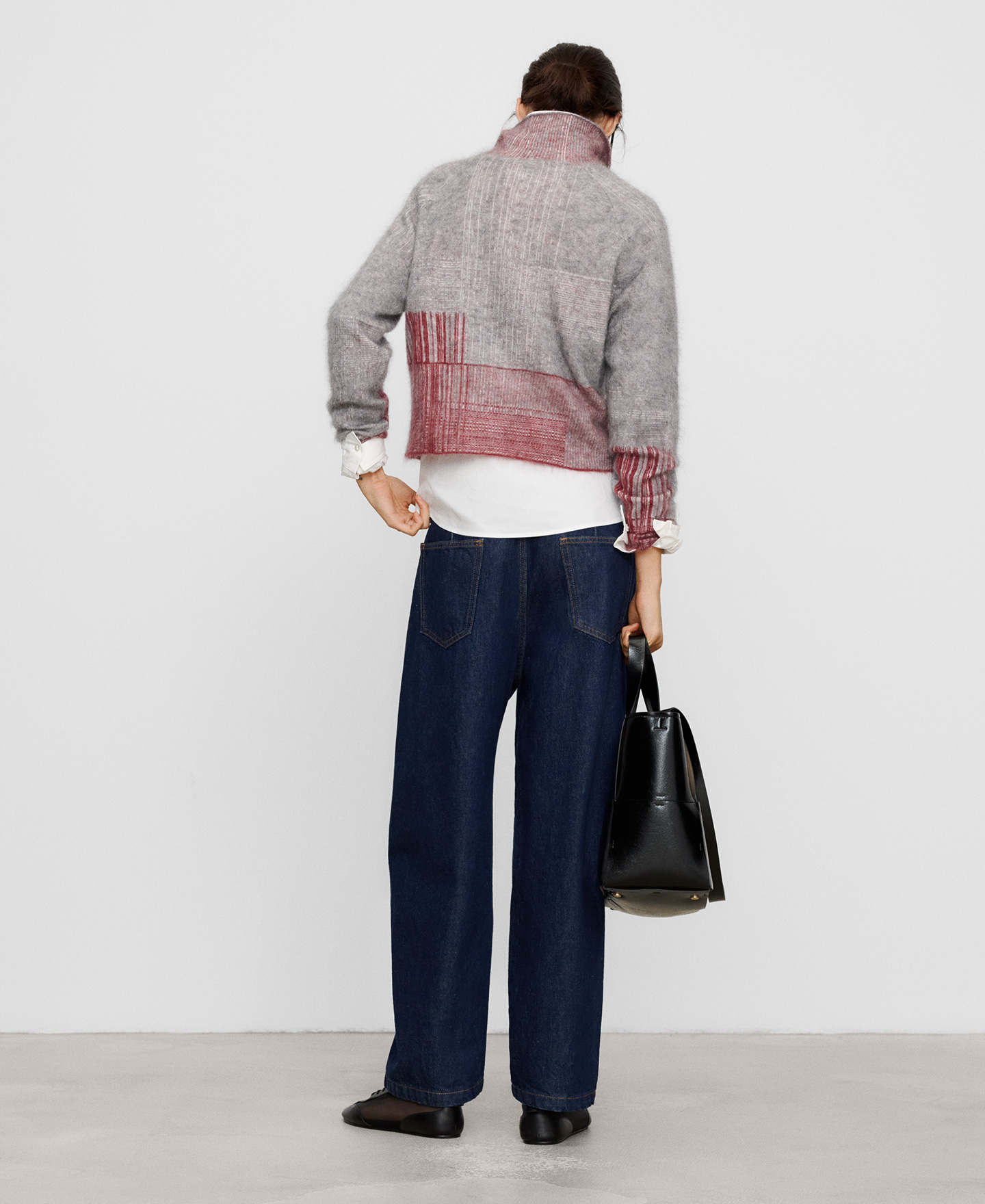 Jacquard brushed knit cardigan image number 2
