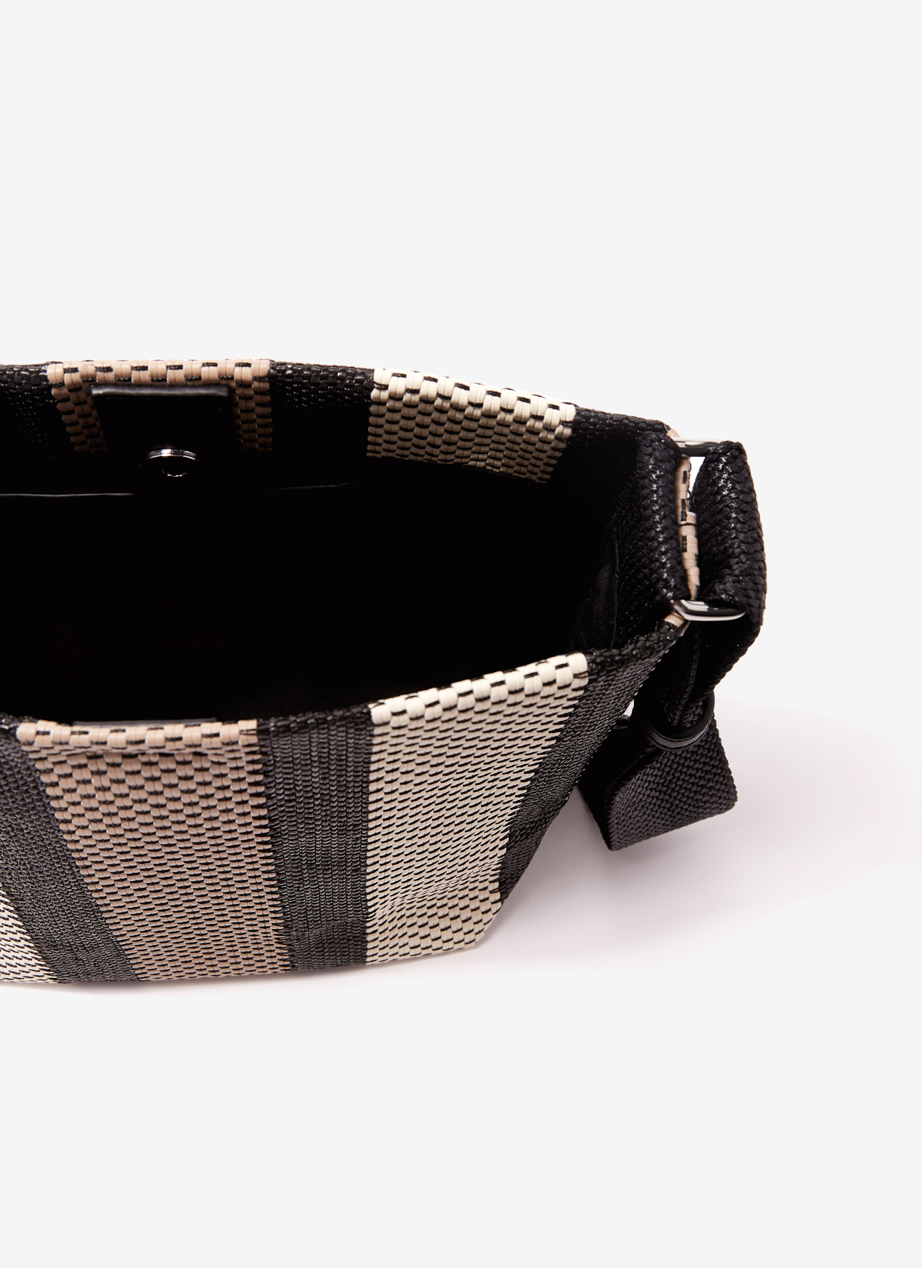 Striped mini bucket with raffia finish image number 2