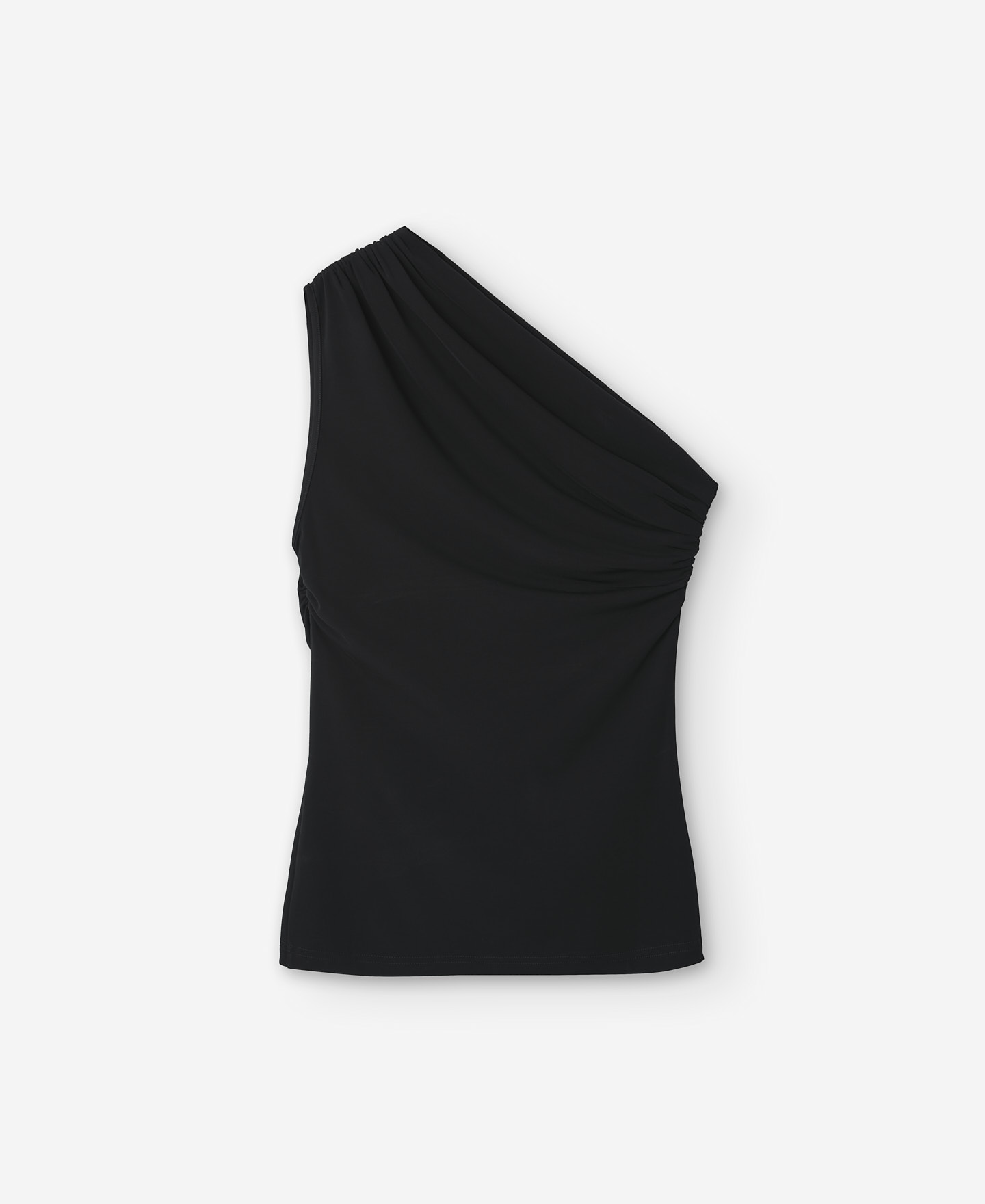 Asymmetric black draped T-shirt image number 7