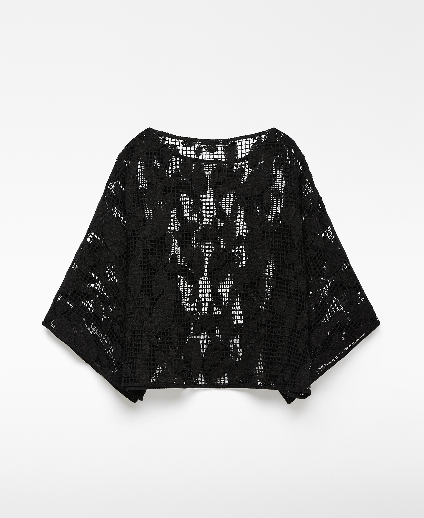 Lece-knit vest with leaves detail woman image number 5