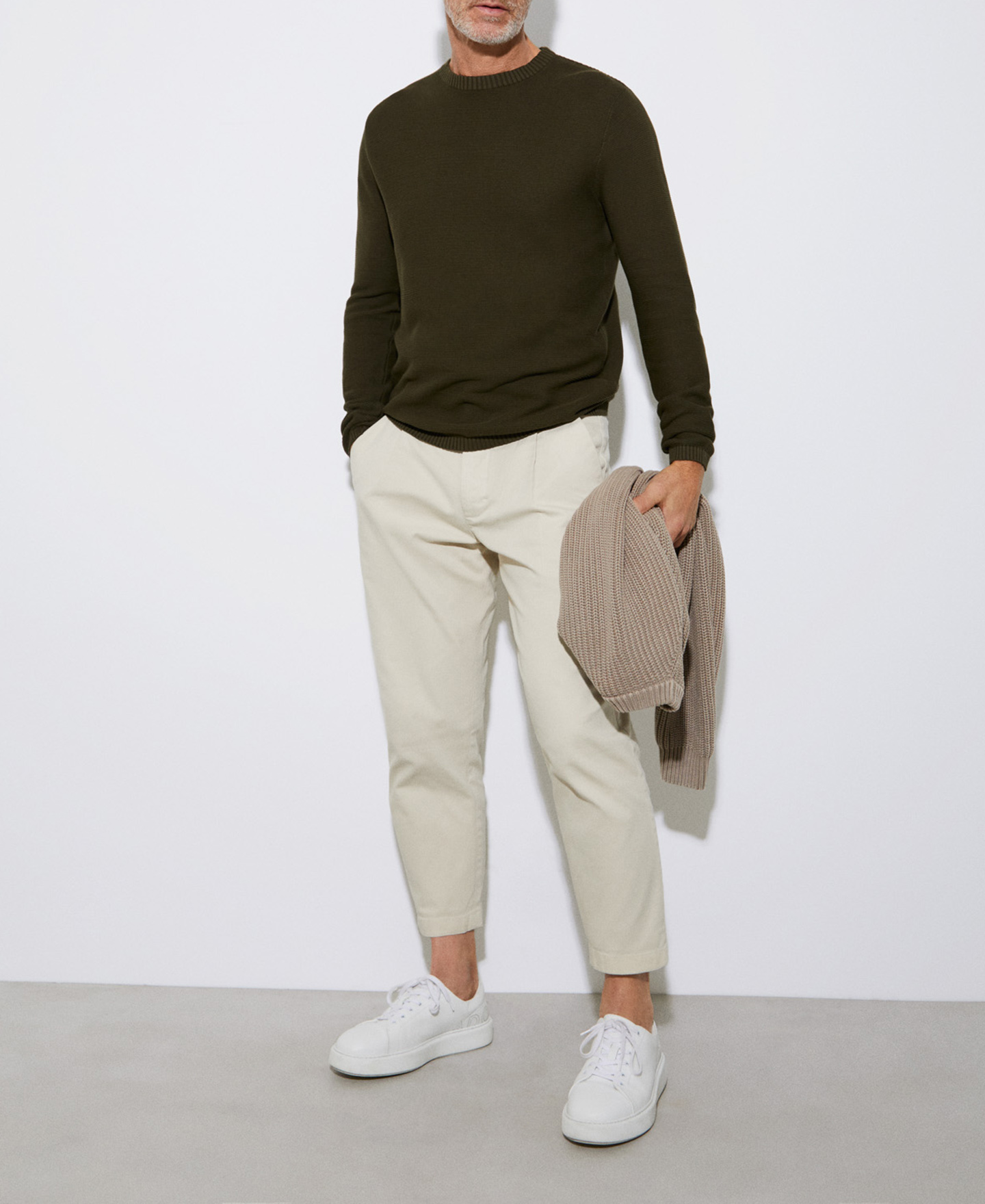Cotton crew neck sweater image number 1