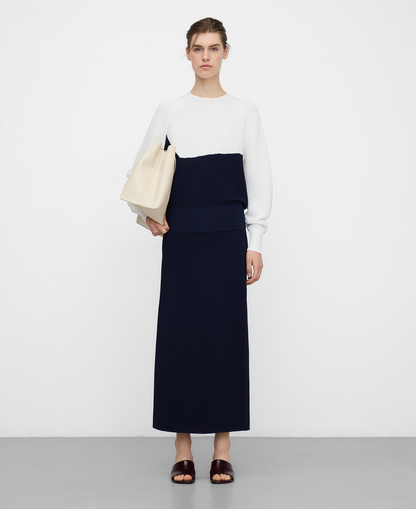 Two-tone structured knit sweater image number 1