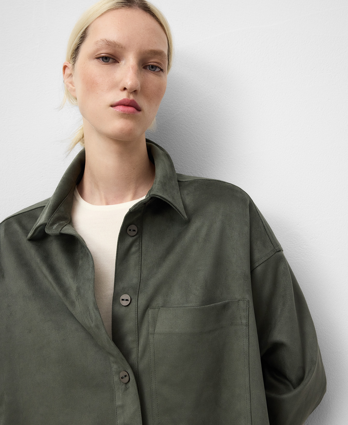 Faux suede overshirt woman image number 3