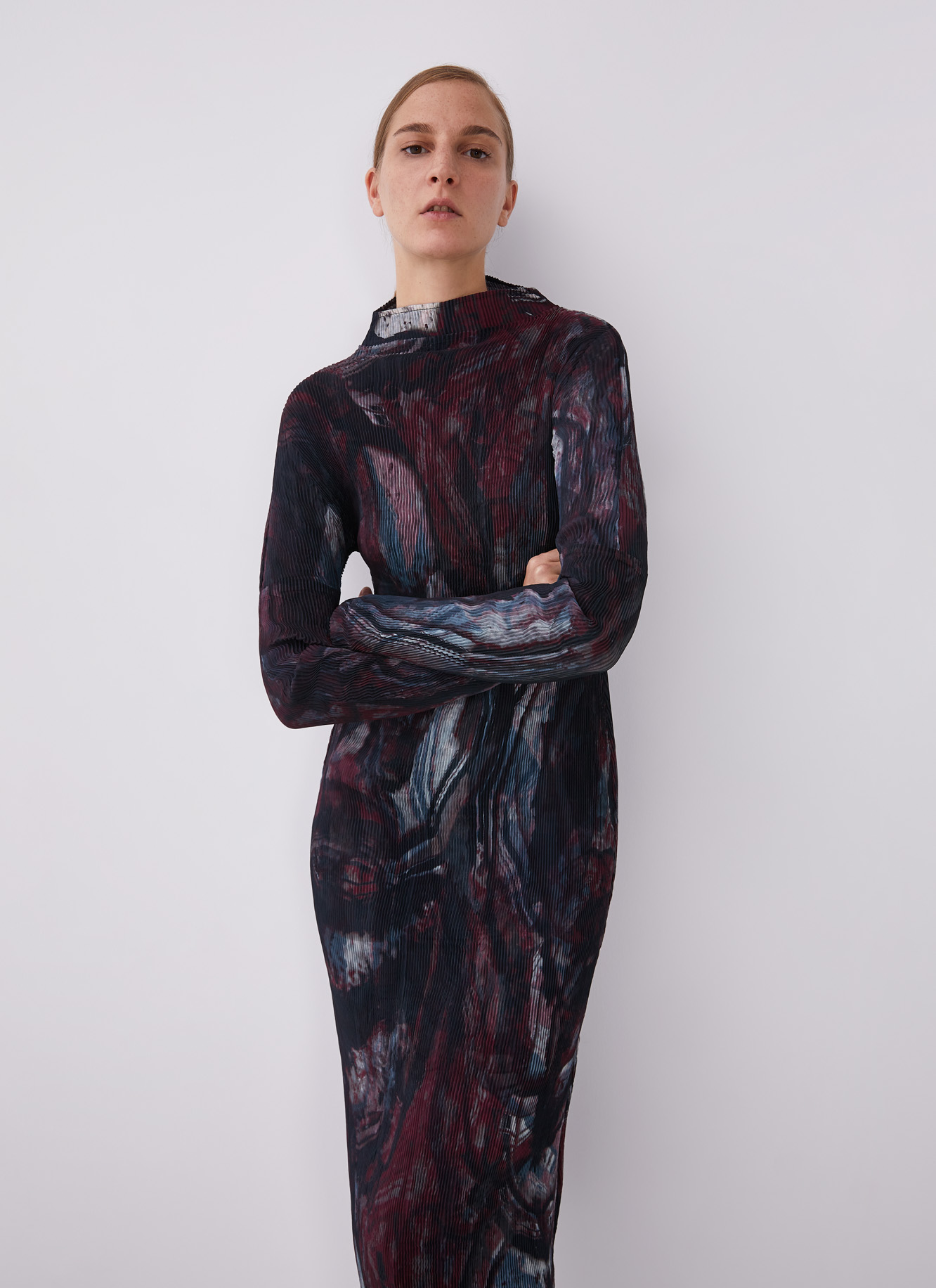 Crinkle printed midi dress image number 0