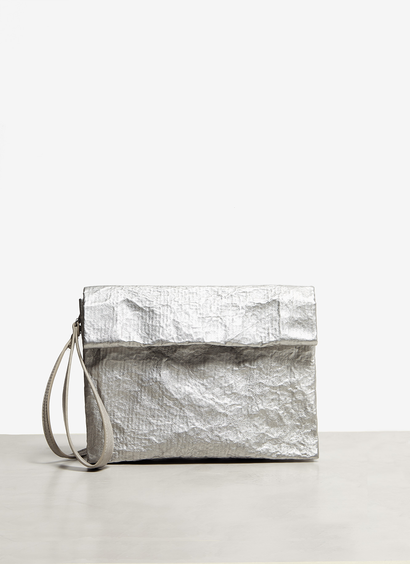 Wrinkled clutch with wrist strap image number 4