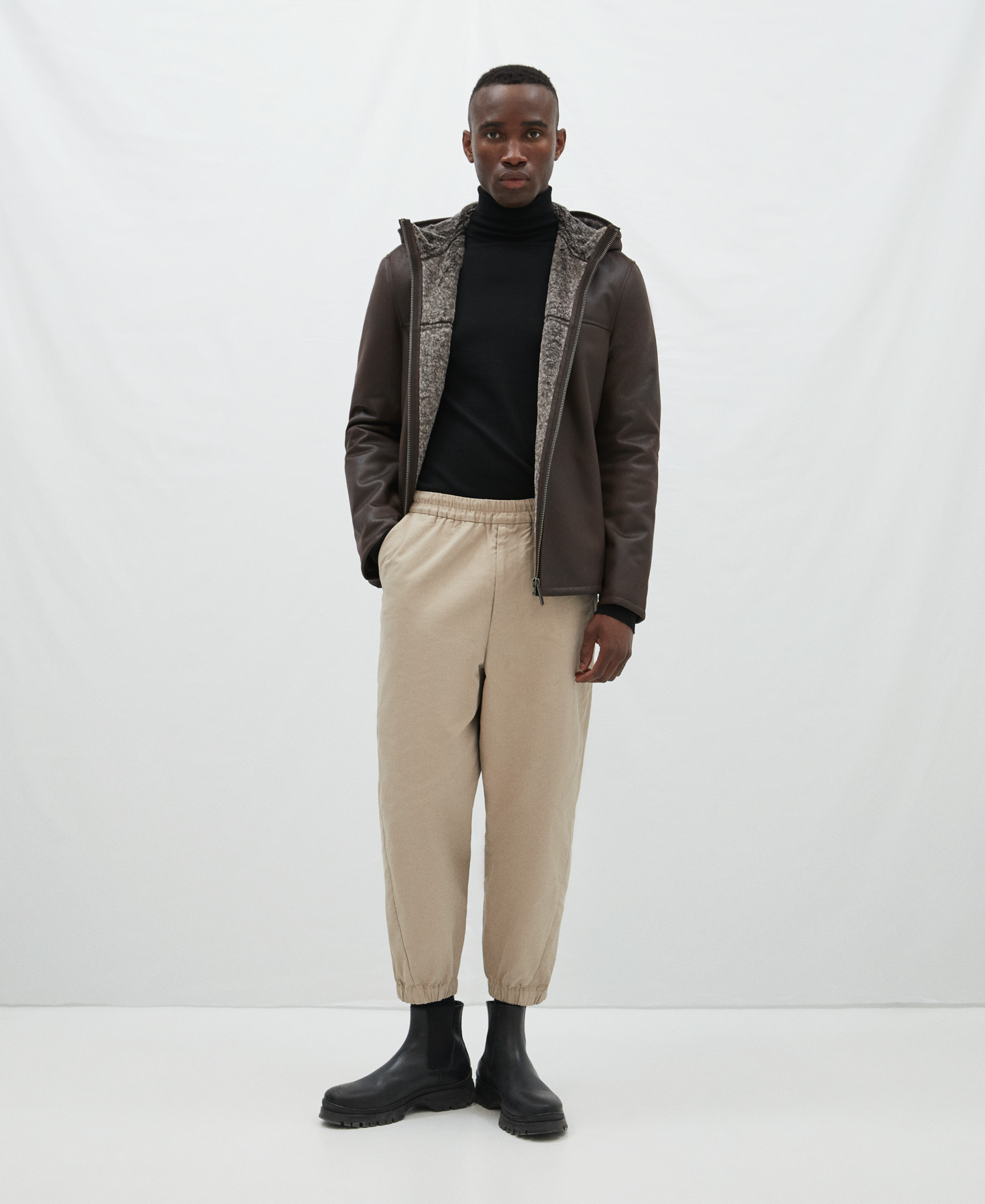 Faux suede aviator coat image number 1