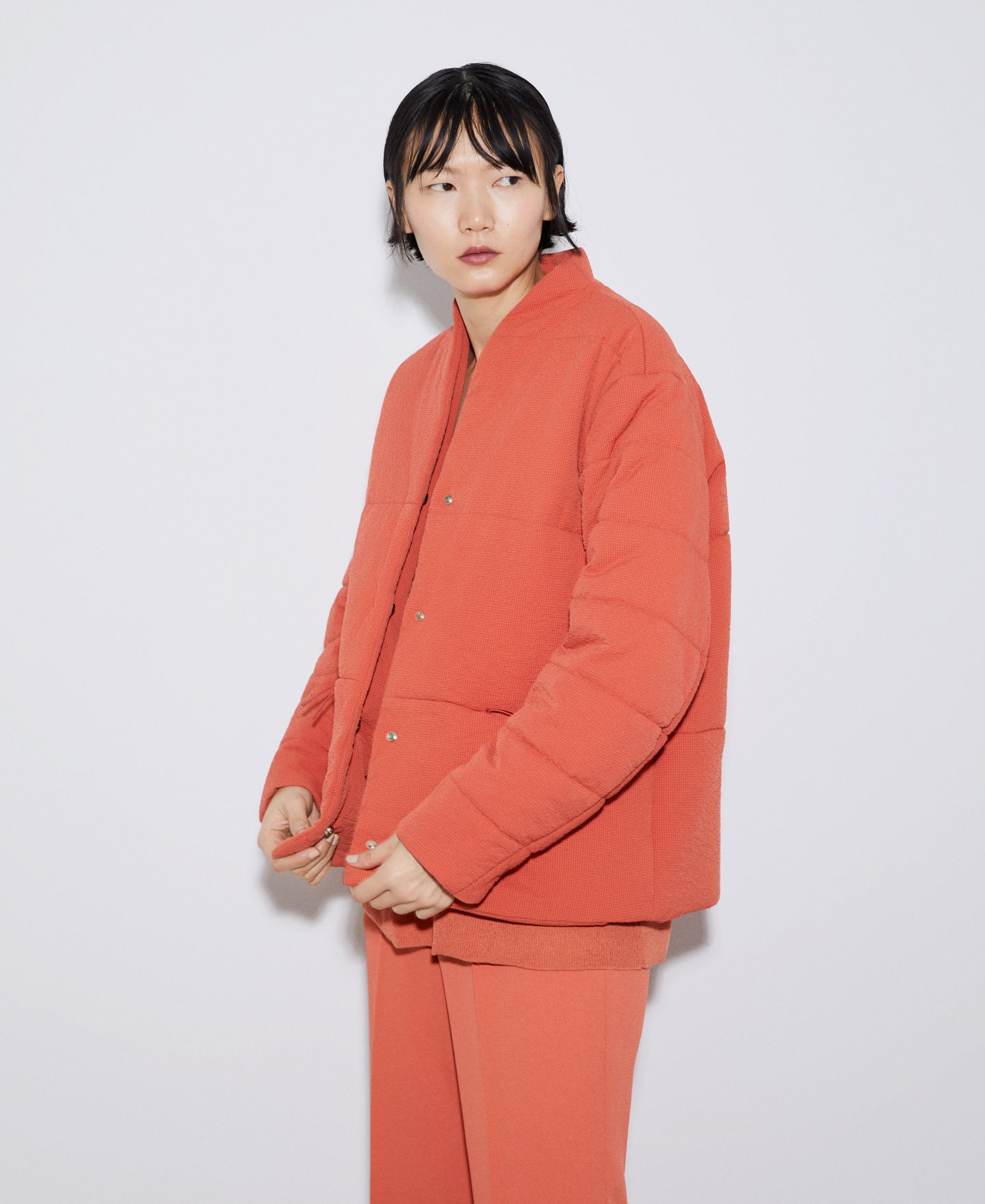 Padded short coat in polyester image number 0