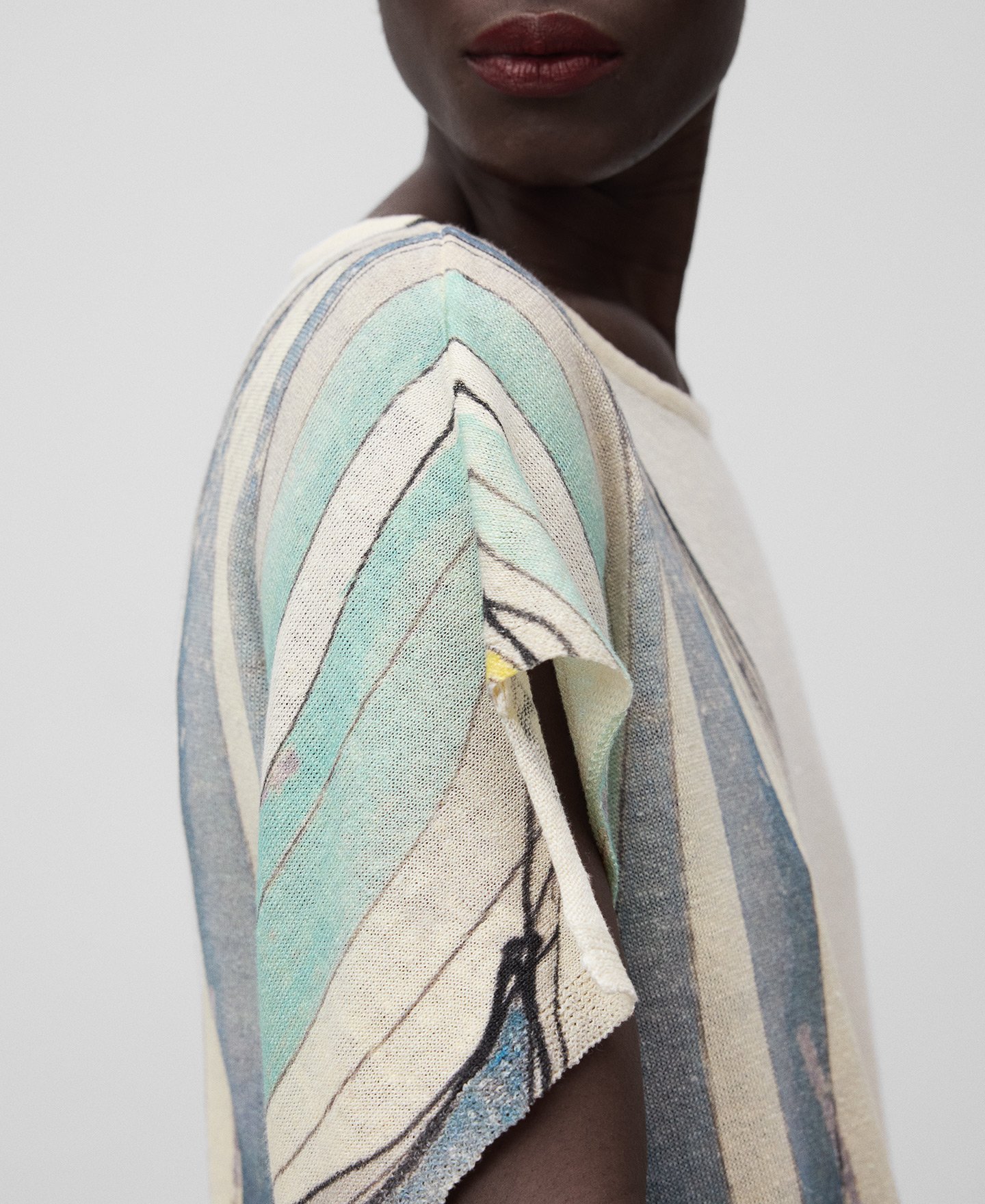 Linen knit printed sweater woman image number 3