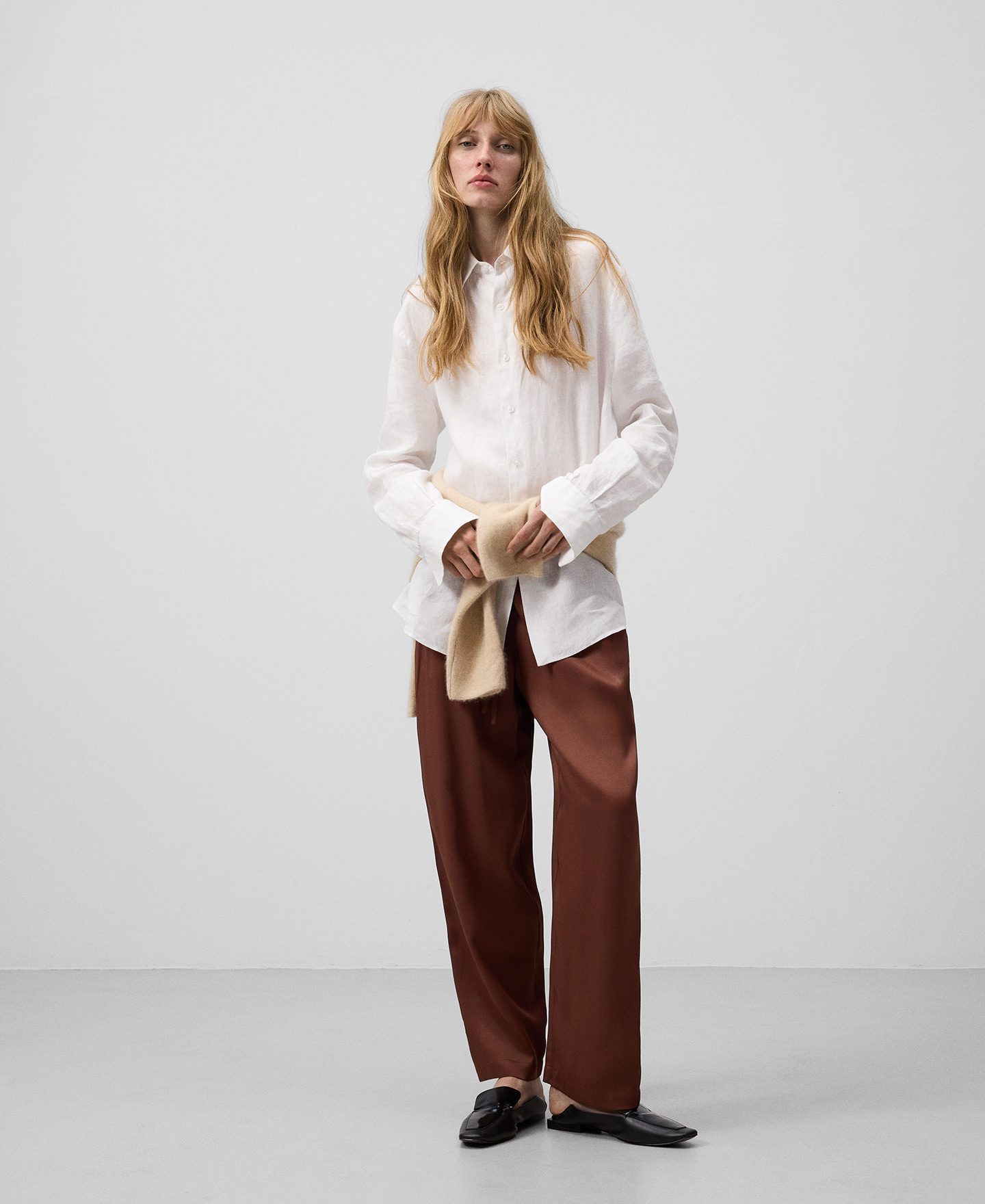 Straight leg pajama trousers woman image number 1