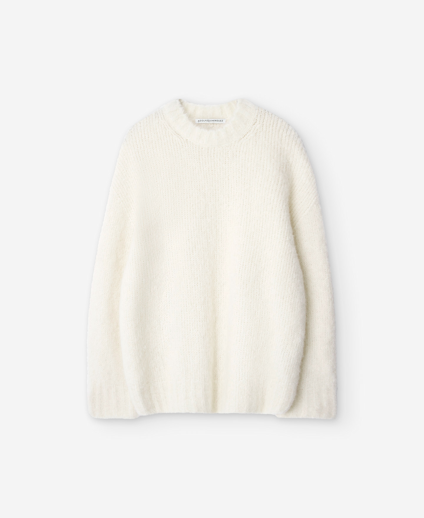 Alpaca knitted crew neck sweater image number 4