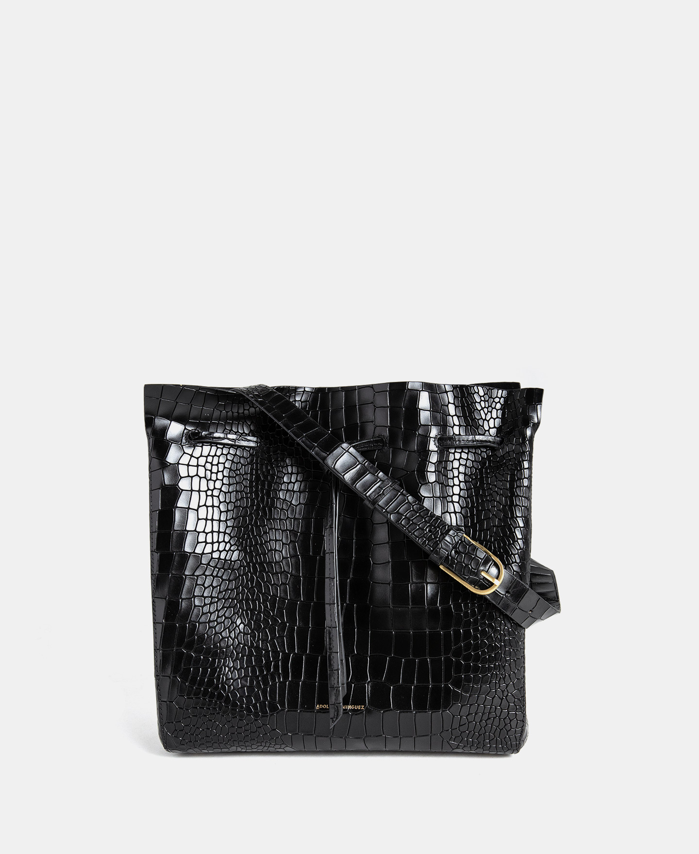 Crocodile effect leather handbag image number 0